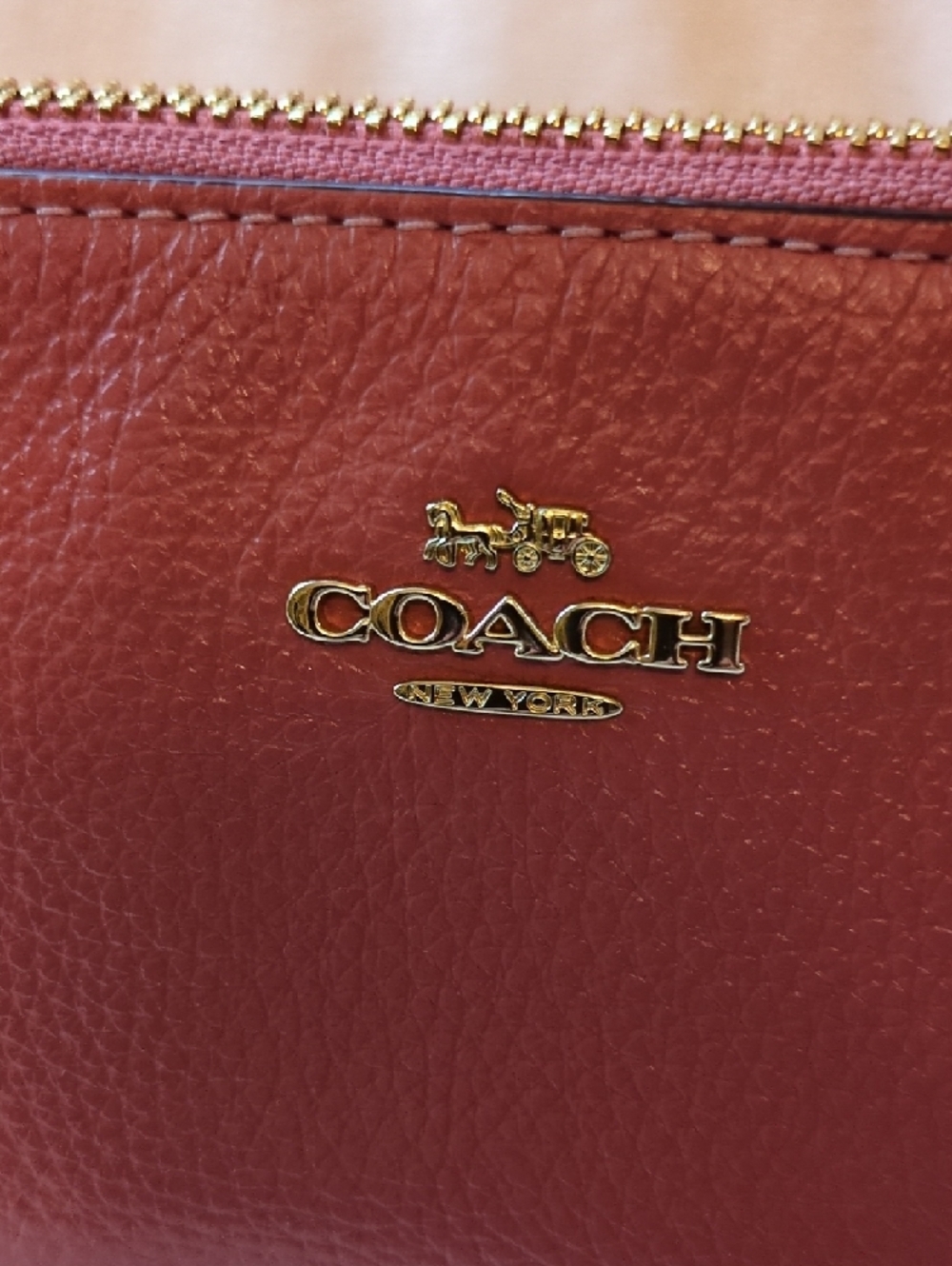 COACH Pebbled Leather Wristlet in Dusty Rose - Picture 2 of 6